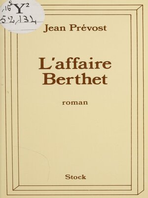 cover image of L'affaire Berthet